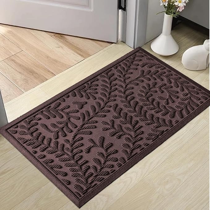 HIYARD Front Door Mat, Absorbent Dirt Trapping Welcome Door Mat Indoor Outdoor, Non Slip Entry Mat, Indoor Outdoor Door Mats, Fade Resistant, Low Profile Doormat for Entryway, 36×24, Coffee by HIYARD