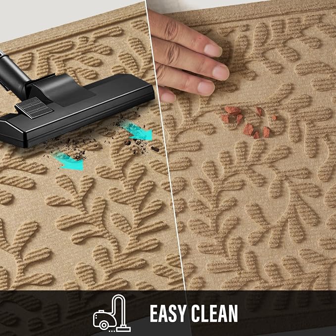 HIYARD Front Door Mat, Absorbent Dirt Trapping Welcome Door Mat Indoor Outdoor, Non Slip Entry Mat, Indoor Outdoor Door Mats, Fade Resistant, Low Profile Doormat for Entryway, 29??17, Beige - Image 7