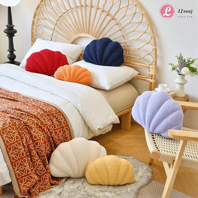 Lfsaaj Seashell Throw Pillows, Shell Shaped Throw Pillows, 18 Inch Soft Home Decorative Pillow Plush Cushion for Bed Couch Living Sofa Room Decor Accent Throw Pillow (Navy 18Inch)