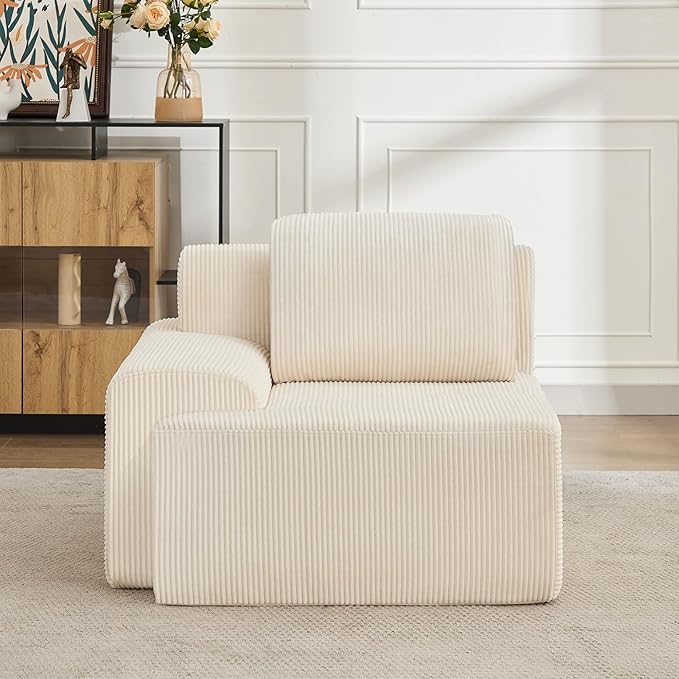 KIGOTY Modular Sectional Sofa, Comfy Cloud Sectional Couch with Left Armrest, Corner Sofa, Modern Boneless Couch for Living Room, No Assembly Required, White