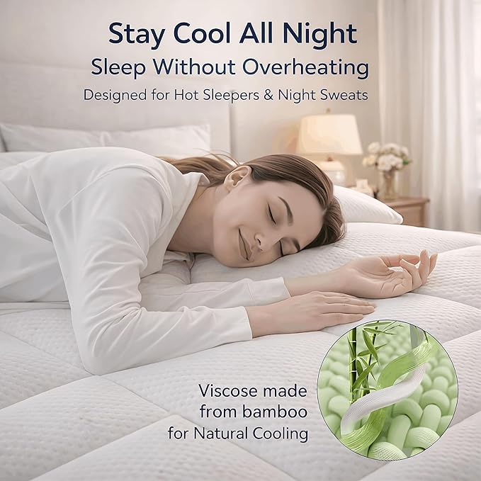 ELEMUSE 3 Inch Queen Size Dual Layer Memory Foam Mattress Topper, 2 Inch Cooling Memory Foam, 1 Inch Luxury Plush Pillowtop, Premium Pressure Relief Bed Pad for Hot Sleepers, Hotel Comfort Upgrade