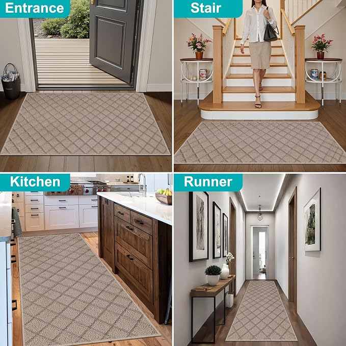 Azadx 2'x6' Front Entryway Door Mat Non Slip Indoor Door mats Washable Entry Mats Welcome Doormat Dirt Trapper for House Entry Low Profile Doormat Indoor Entrance Mat - Image 9