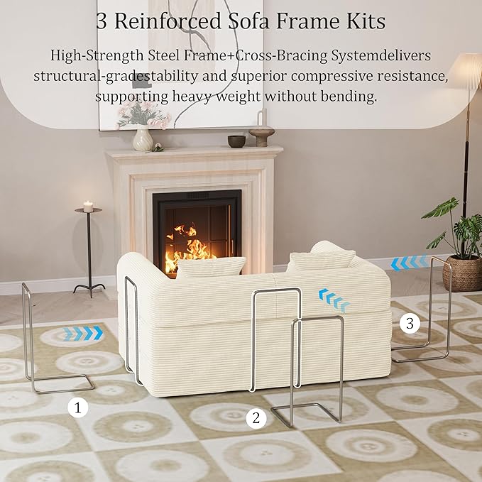 HouseMila 53.15" Boneless Couch,4-in-1 Futon Sofa Bed Modular Loveseat Sleeper Folding Compressed Couch with Pillows,No Assembly Required Convertible Sofa Bed for Living Room Bedroom Guest Room,Beige