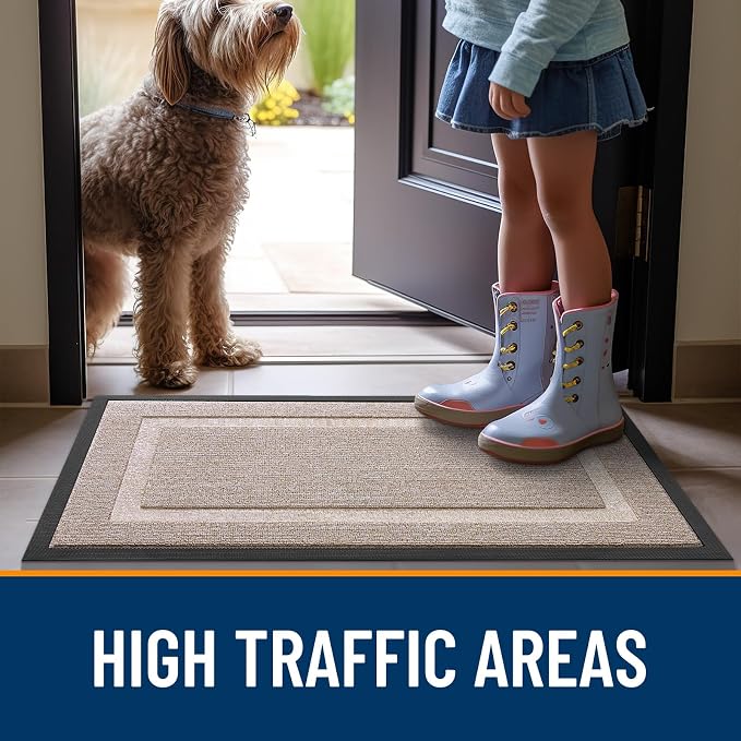 OLANLY Front Door Mat Indoor Outdoor Entrance, Waterproof All-Season, All-Weather Doormat, Sturdy Natural Rubber, Low Profile, Easy Clean Patio Porch Entryway Mat, 71x23, Camel - Image 7