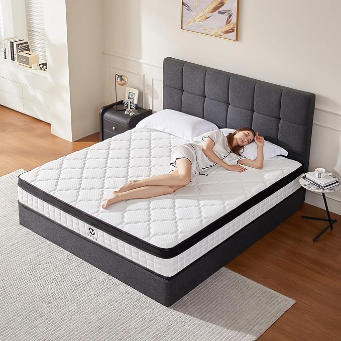 Queen Size Mattress, 10 Inch Hybrid Mattress Queen, Mattress in a Box with Individually Pocketed Spring - Zoned Support for Pressure Relief, Soft and Breathable, CertiPUR-US Certified