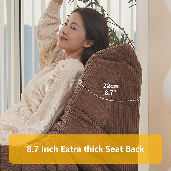 N&V Fireside Chair, Mid Century Armless Floor Sofa, Soft Premium Corduroy Floor Lounge Chair, Foam Sofa Accent Chair for Living Room Bedroom and Office, Frost Grey