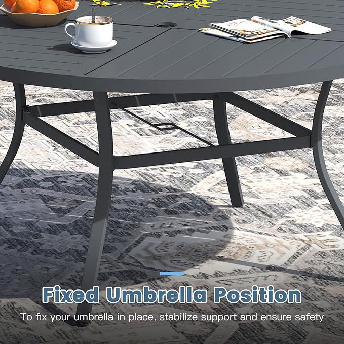 DIFY 11 Pieces Outdoor Patio Dining Set for 10, 63" Round Metal Patio Table and 10 Stackable Textilene Patio Chairs, Outdoor Table and Chairs for Backyard Garden Poolside, Grey - Image 4
