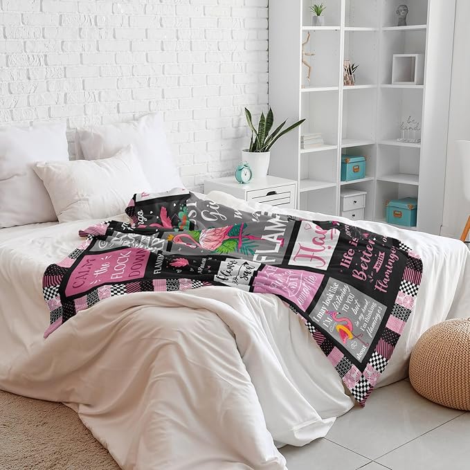 Flamingo Gifts Blanket 80"x60", Pink Flamingo Gifts for Women Girl Unique, Flamingos Decor, Christmas Birthday Gift Ideas for Flamingos Lovers
