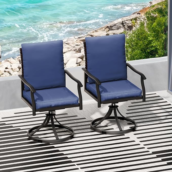 LEVELEVE 2-Piece Swivel Dining Chairs, Outdoor Patio Bistro Chairs for Lawn, Garden, Deck, Backyard & Porch(Matching Series for 5-Piece Set) - Image 2