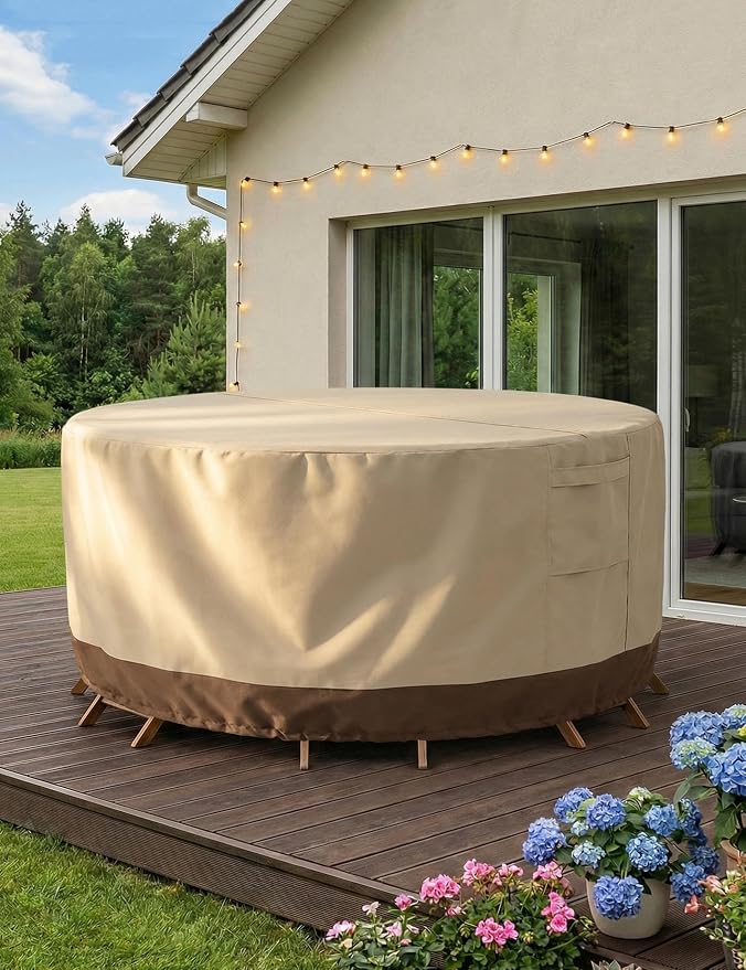 Patio Furniture Covers Waterproof, Outdoor Furniture Covers Waterproof Windproof with Padded Handles, Heavy Duty 600D Oxford Outdoor Table Chair Set Cover - Image 7