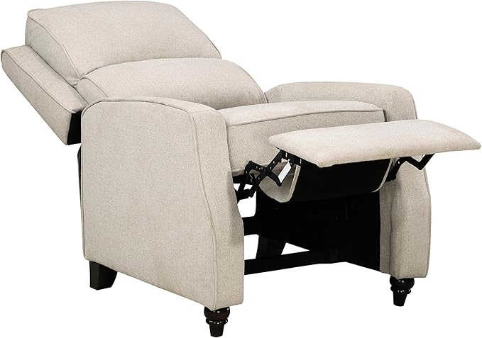 Lexicon Push Back Recliner Chair Living Room, Reclining Sofa Chair, Modern Recliner, Fabric Recliner Arm Seat for Living Room/Office/Apartment, Beige