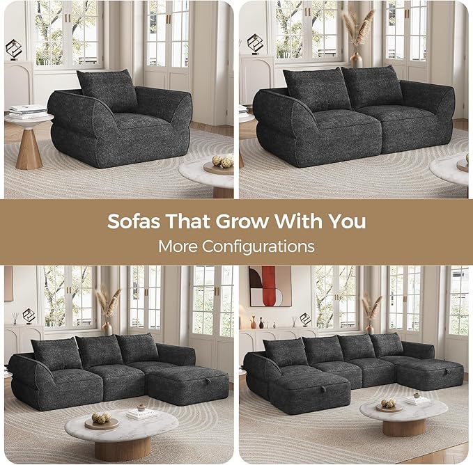 76.4" Cloud Loveseat Sofa, Deep Seat Couch with Pillows, Modern Comfortable Upholstery Boneless Sofa, 1 piece for Living Room, Bedroom, Apartment, Removable Cover，No Assembly Required, Dark Gray