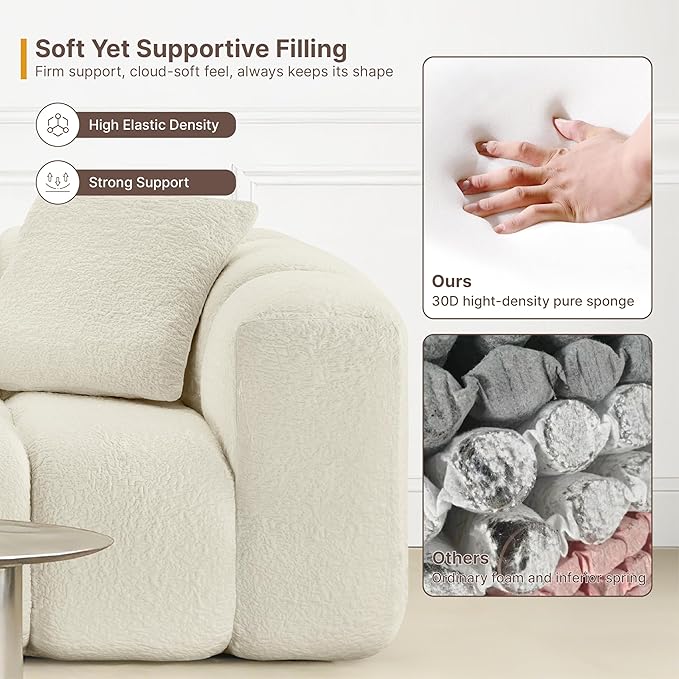 84" Boneless Couch No Assembly Required Loveseat Sofa Modern Deep Seat Cloud Couch Modern Compressed Sofa Oversized Upholstered 3-Seater for Living Room Bedroom
