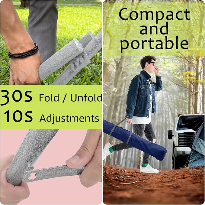 Tranquillo Ultimate Relaxation Portable Hammock Stand, Foldable Hammock Stand with Canvas Hammock, Spreader Bar, Quick Fold Unfold in 30 Seconds Steel Frame Hammock 600 lbs Capacity, White/Navy - Image 5