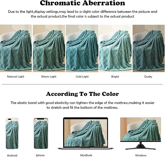 NEWCOSPLAY Super Soft Throw Blanket Mint Green Premium Silky Flannel Fleece 3D Checkered Lightweight Bed Blanket All Season Use (Mint Green Checkered, Throw(50"x70"))