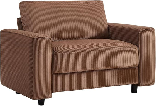 AC Pacific Derek Modern Corduroy Accent Chair for Living Room, Tufted Arm Chair with Plush Upholstery, High-Density Foam, Sleek Black Legs, Durable Wooden Frame, Chair, Brown