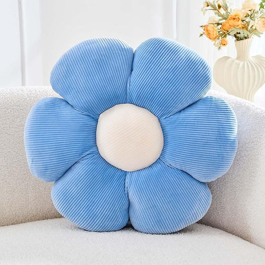 Kcvvcr Dusty Blue Flower Pillow, 17.7" Cute Flower Shaped Floor Pillow, Aesthetic Floral Plush Daisy Decorative Throw Pillows for Bed Sofa Couch