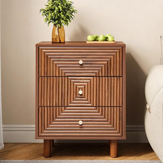 RoyalCraft Nightstand with Drawers, Wood Night Stand for Bedroom, Small Bedside Table with Solid Wood Legs, End Table Storage Cabinet for Small Space, Brown - Image 5
