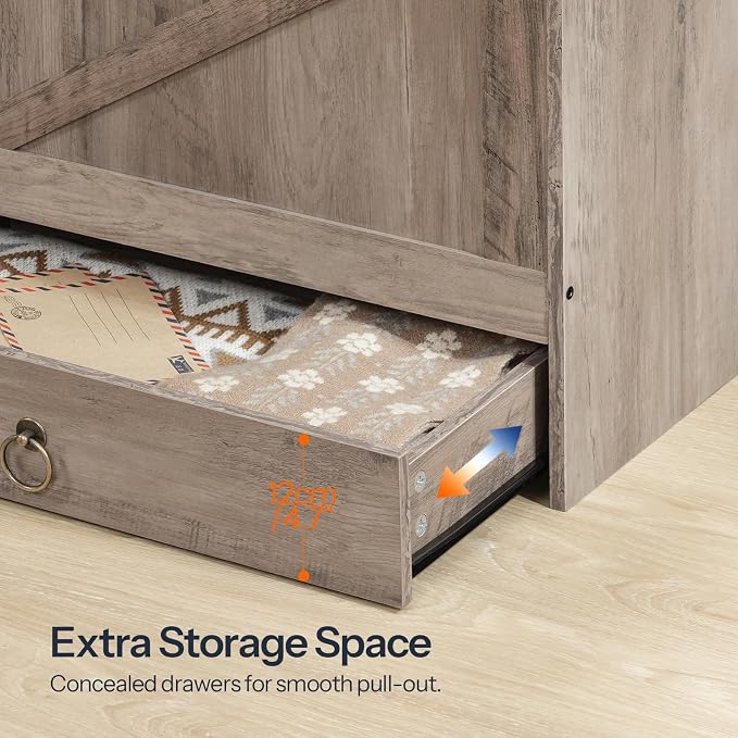 HOOBRO Storage Chest, 43.3" Toy Chest with Drawer, Wooden Storage Bench, Sturdy Entryway Bench Supports 220 lb, Shoe Bench, Safety Hinge, U-Shaped Opening, Easy Assembly, Greige BG711CW01G1 - Image 9