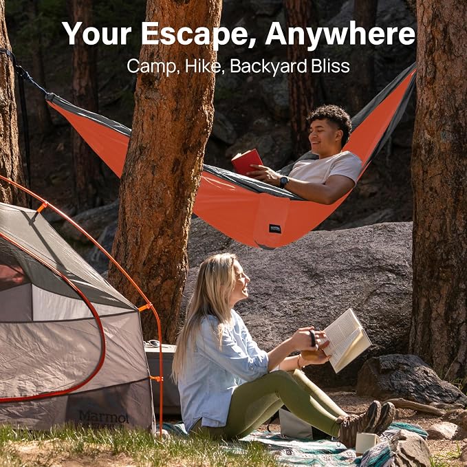 Kootek Camping Hammock, Portable Hammocks with Tree Straps & Attached Carry Bag, Camping Essentials Gear, Perfect for Outside Indoor Hiking Beach Backpack Travel - Image 7
