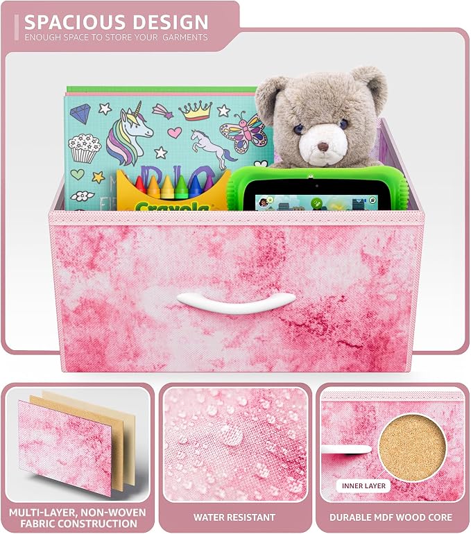 Sorbus 1 Drawer Shelf Storage Nightstand - Kids Bedside Furniture End Table Night Stand with Steel Frame Wood Top & Easy Pull Fabric Bins. Dresser & Chest for Home Bedroom Accessories Office & College - Image 5