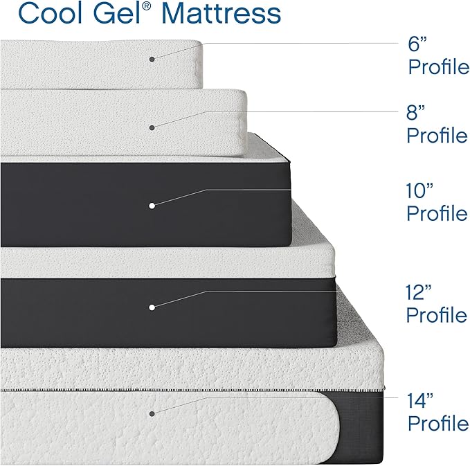 Cool Gel Chill 14 Inch Medium Firm Memory Foam Mattress Twin XL Size, with Bonus Cool Gel Memory Foam Bed Pillow, 14" with Pressure Relief, CertiPUR-US Certified, Cooling Twin XL Mattress in a Box