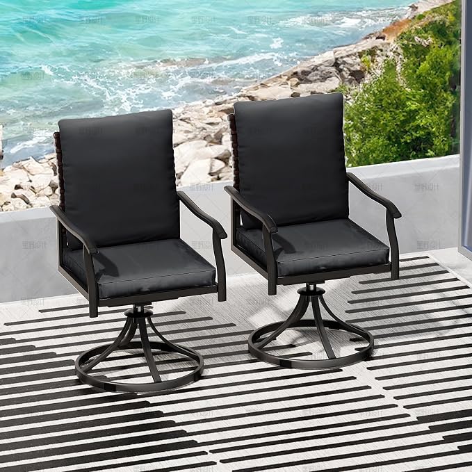 LEVELEVE 2-Piece Swivel Dining Chairs, Outdoor Patio Bistro Chairs for Lawn, Garden, Deck, Backyard & Porch (Matching Series for 5-Piece Set) - Image 2