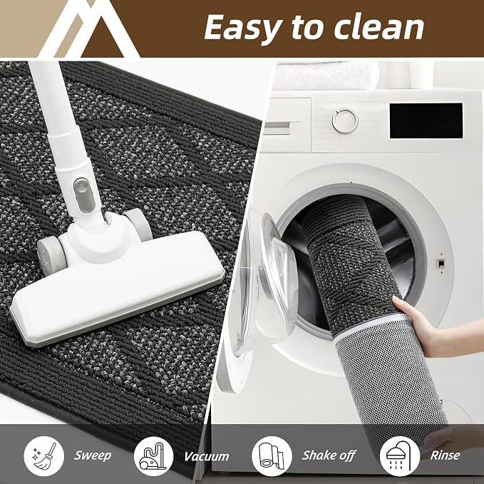COSY HOMEER Non-Slip Door Mat 20"x32", Entryway Rugs Low Profile Absorbent Dirt Trapper Doormat for Front Entrance, Washable Polypropylene Entry Mat (Dark Grey) - Image 6