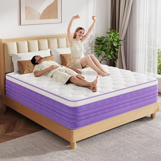 Queen Size Mattress, Memory Foam 14 Inch Mattress in a Box, Fiberglass Free, CertiPUR-US Certified Safe Foams & Fabric, Individual Pocket Springs, Pressure Relief, Queen Mattress