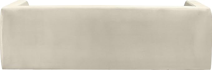 Meridian Furniture 665Cream-S Henson Collection Modern | Contemporary Velvet Upholstered Sofa with Rich Cream Velvet, Solid Wood Frame, 89.5" W x 34.5" D x 28" H, Cream