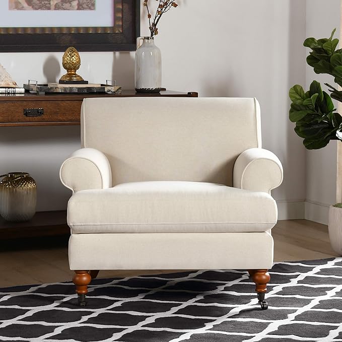 Jennifer Taylor Home Bliss 38" Lawson Living Room Accent Arm Chair with Metal Casters