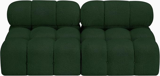 Meridian Furniture 611Green-S68B Ames Collection Modern | Contemporary Modular Sofa with Rich Green Boucle Fabric, Modular to Create Infinite Configurations, 68" W x 34" D x 28" H, Green