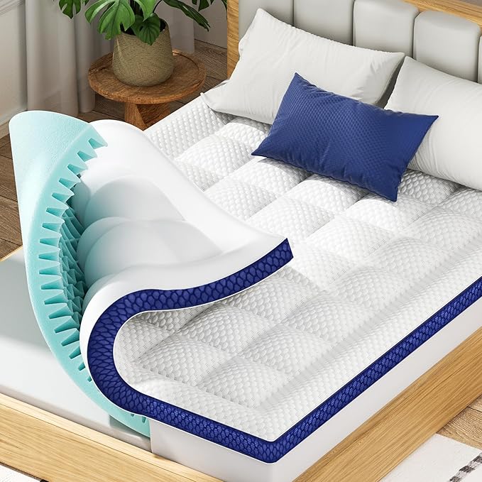 BEDELITE Twin Mattress Topper Dual Layer 4 Inch Memory Foam Mattress Topper, 2 Inch Pilow Top Mattress Pad and 2 Inch Premium Gel Foam Mattress, with Stretchable Pockets Up to 6"-24"