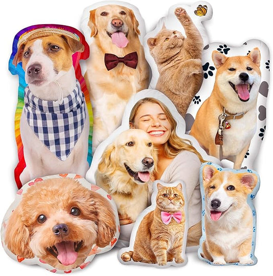 Easycosy Custom Pet Photo Pillow, Personalized Pillow Shaped Like Your Dog Cat Face, Customized Stuffed Animal Picture Pillows, Memorial Gifts for Pet Animal Lovers Her Him(8 Inch)