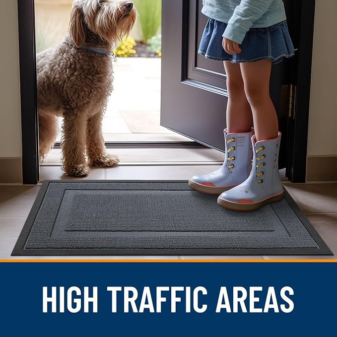 OLANLY Front Door Mat Indoor Outdoor Entrance, Waterproof All-Season, All-Weather Doormat, Sturdy Natural Rubber, Low Profile, Easy Clean Patio Porch Entryway Mat, 71x23, Charcoal Gray - Image 7