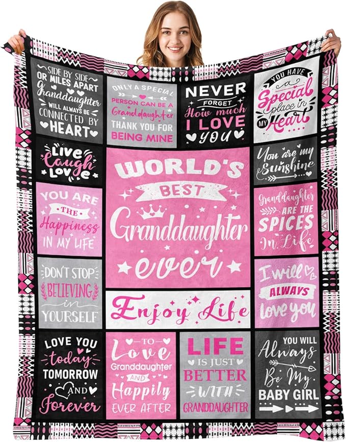 Teen Girl Gifts Trendy Stuff - Birthday Gifts for Granddaughter - World's Best Granddaughter Ever Gifts from Grandma - Graduation Presents for Granddaughters Life Blanket 50"x60"
