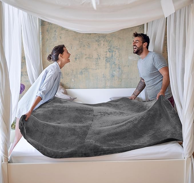 Utopia Bedding Fleece Blanket King Size Grey (90x102 Inches) Ultra Soft Warm Lightweight Microfiber Breathable Anti-Static Cozy Bed Blanket, All-Season Home Decor Gift for Men & Women