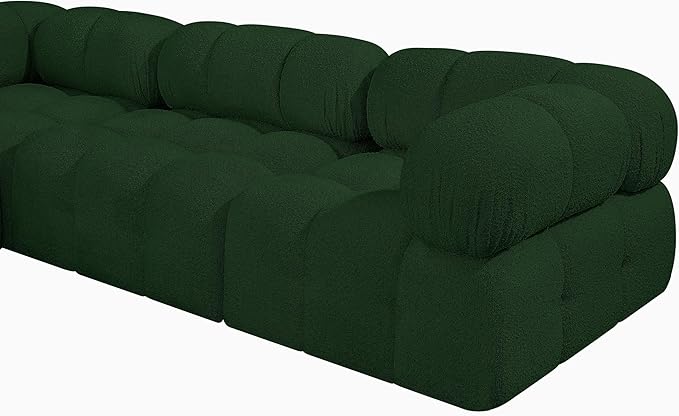 Meridian Furniture 611Green-S102A Ames Collection Modern | Contemporary Modular Sofa with Rich Green Boucle Fabric, Modular to Create Infinite Configurations, 102" W x 34" D x 28" H, Green
