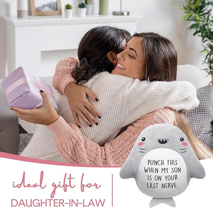 Funny Daughter in Law Gifts - Novelty Cute Shark Pillow- Mothers Day/Wedding/Bridal Shower/Birthday Gifts for Daughter in Law, Future DIL, Sons Girlfriend, 15?€???15?€?