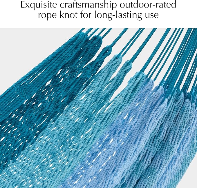 PNAEUT Handwoven Mayan Hammock, Thick Soft Rope Double Hammock for Outdoor Outside & Indoor, 600 lbs Capacity Heavy-Duty, Includes Tree Straps, Carabiners & Carrying Bag (Pine Lake, X-Large) - Image 5