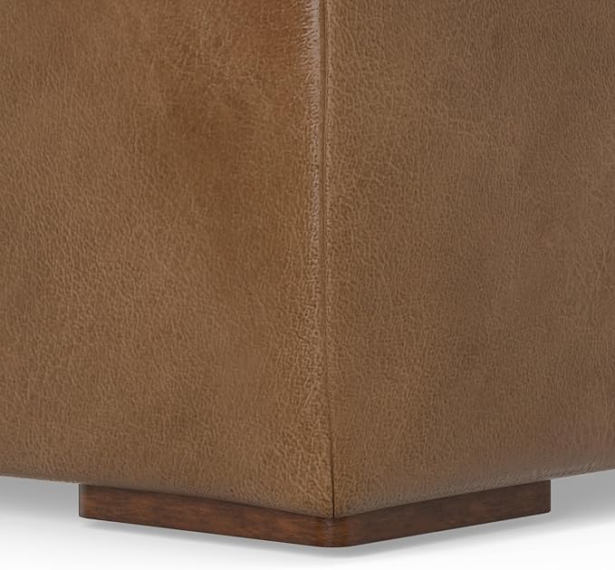 SIMPLIHOME Rex Corner Sofa Module in Full-Grain Genuine Leather, Caramel Brown, 38-inches Wide, Handcrafted Modern-Style Corner Accent Chair for Living Room and Family Room