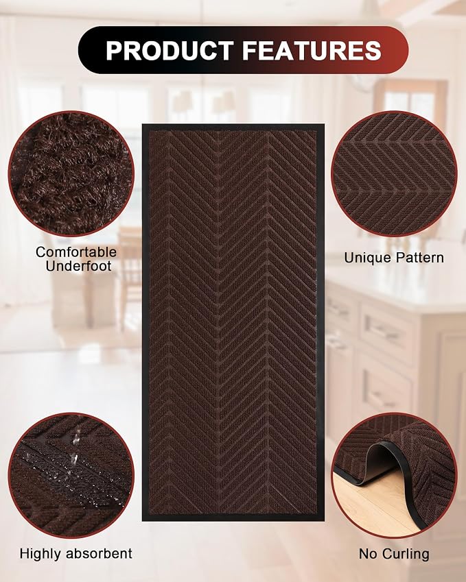 Front Door Mat Indoor Outdoor Entrance, 3' x 6' Heavy Duty Doormat for Entryway, Absorbent Low Profile Welcome Mats Non-Slip, Trap Dirt Durable Mats for Home, Patio, Garage - Image 8