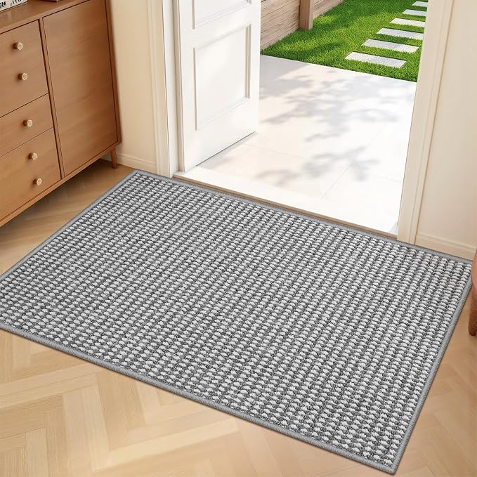 Dirt Trapper Door Mat 20" x 32", Non-Slip Indoor Door Mats, Absorbent Washable Door Mat Indoor Entrance, Low-Profile Inside Doormat Floor Rugs for Entryway and Entry, Grey White (Flod) - Image 9