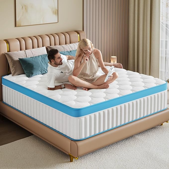 Twin Size Mattress 12 Inch, Hybrid Memory Foam Mattresses, Individual Pocket Springs for Pressure Relief, Medium Firm Comfort, CertiPUR-US Certified, Fiberglass Free Twin Bed Mattress in a Box