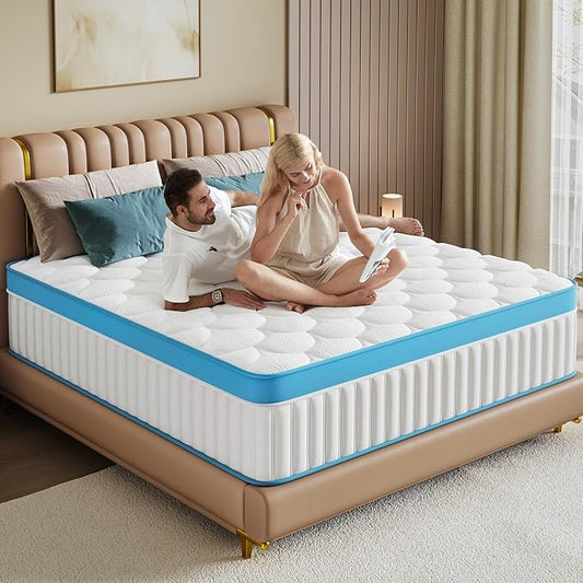 Twin Size Mattress 12 Inch, Hybrid Memory Foam Mattresses, Individual Pocket Springs for Pressure Relief, Medium Firm Comfort, CertiPUR-US Certified, Fiberglass Free Twin Bed Mattress in a Box