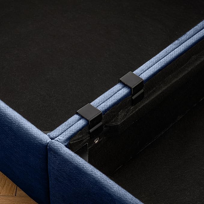 KEIKI 143" L-Shaped Modular Chenille Sectional Sofa with Storage Seat, 1 Ottoman, Modern 4-Seater Couch with Cylindrical Backrest and Armrests, Easy Assembly, for Apartment, Living Room, Blue