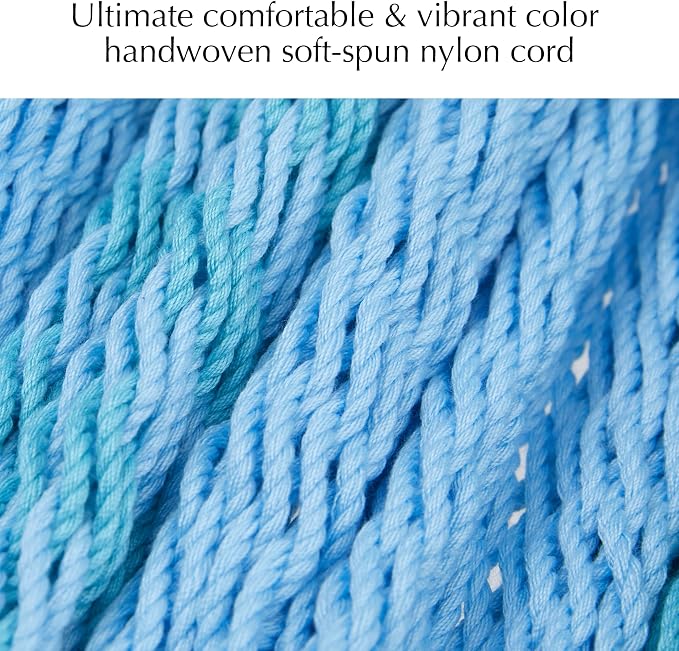 PNAEUT Handwoven Mayan Hammock, Thick Soft Rope Double Hammock for Outdoor Outside & Indoor, 600 lbs Capacity Heavy-Duty, Includes Tree Straps, Carabiners & Carrying Bag (Pine Lake, X-Large) - Image 4