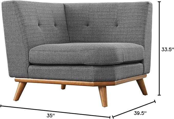 ModwayEEI-1796-DOREngage Mid-Century Modern Upholstered Fabric Living RoomCorner SofaGray
