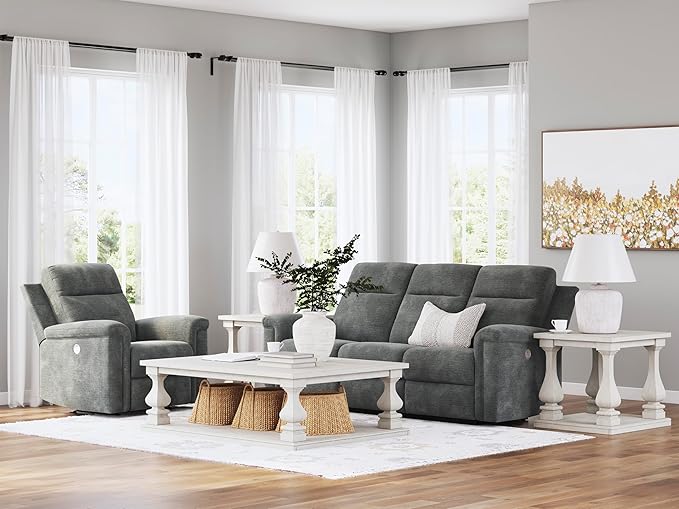 Signature Design by Ashley Barnsana Minimalist Power Reclining Sofa with USB Charging Ports, Gray