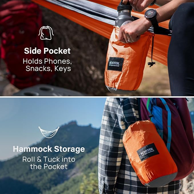 Kootek Camping Hammock, Portable Hammocks with Tree Straps & Attached Carry Bag, Camping Essentials Gear, Perfect for Outside Indoor Hiking Beach Backpack Travel - Image 4